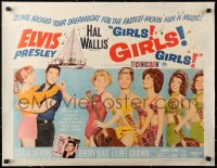 4c0227 GIRLS GIRLS GIRLS linen 1/2sh 1962 Elvis Presley, Stella Stevens & sexy girls with guitars!