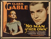 4c0230 NO MAN OF HER OWN linen style B 1/2sh 1932 close images of Clark Gable & Carole Lombard, rare!