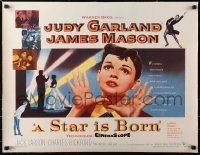 4c0241 STAR IS BORN linen 1/2sh 1954 great c/u art of Judy Garland, James Mason, musical classic!
