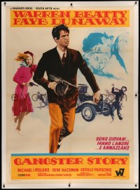 4c0006 BONNIE & CLYDE linen Italian 1p 1967 Nistri art of Warren Beatty & Dunaway, Gangster Story!