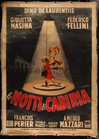 4c0018 NIGHTS OF CABIRIA linen Italian 2p 1957 Fellini, De Seta art of Giulietta Masina, ultra rare!