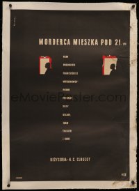 4c0185 MURDERER LIVES AT NUMBER 21 linen Polish 23x33 1942 early Henri-Georges Clouzot, Swierzy art!