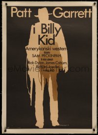 4c0187 PAT GARRETT & BILLY THE KID linen Polish 23x32 1975 great Wasilewski cowboy silhouette art!