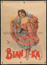 4c0055 BIAN-KA linen 35x49 French stage poster 1900s Faria art of pretty woman lifting her skirt!