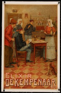 4c0310 ELIXIR DE KEMPENAAR linen 20x31 Belgian advertising poster 1910s Ernest Godfrinon liquor art!