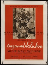 4c0272 HOMMAGE A SUZANNE VALADON linen 20x29 French museum/art exhibition 1948 art of flowers!