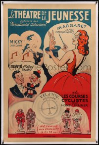 4c0057 LE THEATRE DE LA JEUNESSE linen 32x47 French stage poster 1930s great Hartfort art, rare!