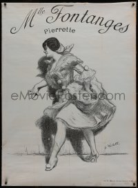 4c0267 MLLE FONTANGES linen 32x43 French stage poster 1910s Adolphe Willette art of the noblewoman!