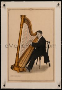 4c0249 VICTOR TALKING MACHINE COMPANY linen 14x22 music poster 1931 art of musician playing harp!