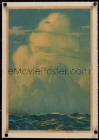 4c0255 WE linen 14x20 art print 1930s famous Einar Kverne painting of 1927 transatlantic flight!