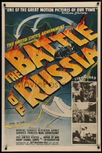 4d0274 BATTLE OF RUSSIA 1sh 1943 directed by Frank Capra & Anatole Litvak for U.S. Army, cool art!