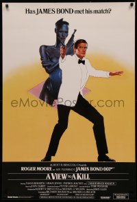 4d0452 VIEW TO A KILL recalled English 1sh 1985 art of James Bond & Grace Jones by Fair & Bysouth!