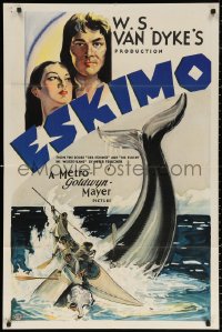 4d0281 ESKIMO style D 1sh 1933 great art of Lotus Long & Ray Mala by whale tipping canoe, ultra rare