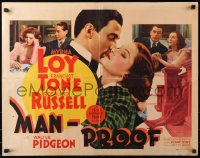 4d0122 MAN-PROOF 1/2sh 1938 Walter Pidgeon wants Rosalind Russell & Myrna Loy to be friends, rare!