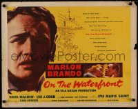 4d0392 ON THE WATERFRONT style B 1/2sh 1954 Elia Kazan, Marlon Brando c/u & with Eva Marie Saint!