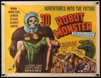 4d0125 ROBOT MONSTER 3D 1/2sh 1953 worst movie ever, art of moon ape creature & Earth girl, rare!