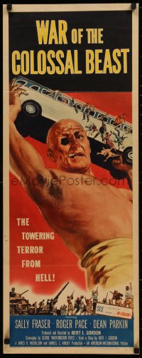 4d0413 WAR OF THE COLOSSAL BEAST insert 1958 Albert Kallis art of the towering terror from Hell!