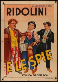 4d0518 PLUCK & PLOTTERS Italian 1sh 1939 Roma art of Alexander & man menacing Larry Ridolini Semon!