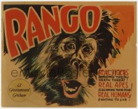 4d0365 RANGO LC 1931 Ernest Schoedsack, close up ape art, real apes screaming their fear, rare!