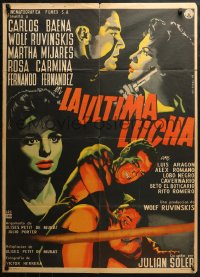 4d0047 LA ULTIMA LUCHA Mexican poster 1959 top stars & wrestlers fighting in the ring by Renau!