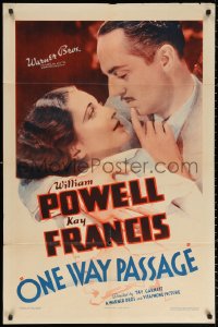 4d0301 ONE WAY PASSAGE 1sh R1936 William Powell & sexy Kay Francis are doomed lovers, ultra rare!