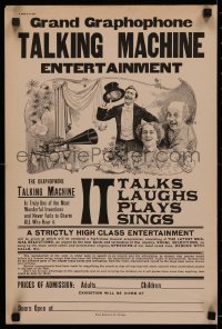 4d0437 GRAND GRAPHOPHONE TALKING MACHINE ENTERTAINMENT 14x21 special poster 1890s it talks & sings!