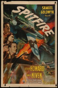 4d0309 SPITFIRE 1sh 1943 Leslie Howard is the First of the Few WWII fighter plane pilots, best art!