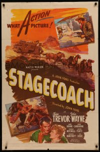 4d0310 STAGECOACH 1sh R1944 John Wayne in the classic movie that made him a huge star!