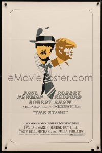 4d0381 STING 1sh 1974 cool completely different art of con men Paul Newman & Robert Redford, rare!