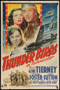 4d0314 THUNDER BIRDS 1sh 1942 great litho art of Gene Tierney, Preston Foster & John Sutton in WWII!