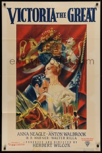 4d0319 VICTORIA THE GREAT 1sh 1937 art of Anna Neagle as Queen & Walbrook as Prince Albert, rare!