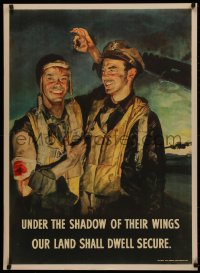 4d0423 UNDER THE SHADOW OF THEIR WINGS 27x37 WWII war poster 1944 Cecil Calvert Beall art of pilots!