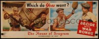 4d0424 WHICH DO YOU WANT? 11x28 WWII war poster 1940s Hiller photos of slave labor & free labor!