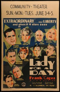 4d0195 LADY FOR A DAY WC 1933 colorful art of director Frank Capra & top 9 cast members!