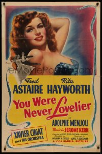 4d0320 YOU WERE NEVER LOVELIER style B 1sh 1942 best c/u of Rita Hayworth + dancing w/ Fred Astaire!
