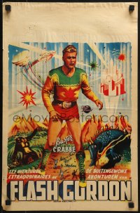 4f0202 FLASH GORDON Belgian 1940s Bos art of Buster Crabbe in title role, best serial, ultra rare!
