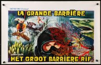 4f0204 GREAT BARRIER REEF Belgian 1969 wonderful artwork of divers & undersea creatures, rare!