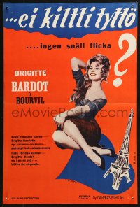 4f0082 CRAZY FOR LOVE Finnish 1959 super sexy Brigitte Bardot & Aalto art of Eiffel Tower, rare!
