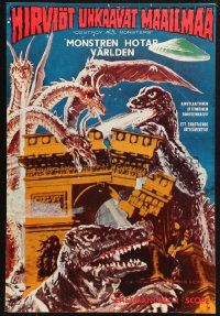 4f0083 DESTROY ALL MONSTERS Finnish 1972 Ishiro Honda's Kaiju Soshingeki, Godzilla, ultra rare!