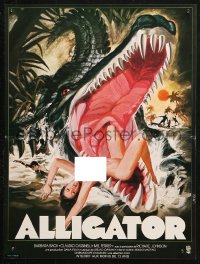 4f0049 ALLIGATORS French 16x21 1980 Barbara Bach, Mel Ferrer, alligator attack by Landi!