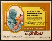 4f0317 ABOMINABLE DR. PHIBES 1/2sh 1971 great image of hideous Vincent Price & Virginia North!