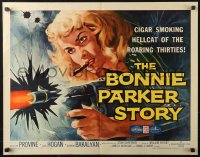4f0329 BONNIE PARKER STORY 1/2sh 1958 great art of the cigar-smoking hellcat of the roaring '30s!