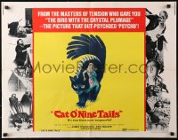 4f0333 CAT O' NINE TAILS 1/2sh 1971 Dario Argento's Il Gatto a Nove Code, wild horror art of cat!