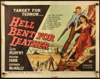 4f0378 HELL BENT FOR LEATHER 1/2sh 1960 art of Audie Murphy with shotgun protecting Felicia Farr!