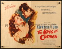 4f0413 LOVES OF CARMEN 1/2sh 1948 romantic close up of sexy Rita Hayworth & Glenn Ford, ultra rare!