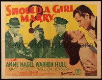 4f0460 SHOULD A GIRL MARRY 1/2sh 1939 Dr. Warren Hull is engaged to Anne Nagel & blackmailed!