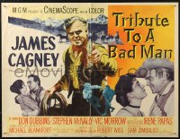 4f0473 TRIBUTE TO A BAD MAN style A 1/2sh 1956 great art of cowboy James Cagney, pretty Irene Papas!