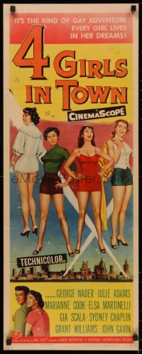 4f0608 4 GIRLS IN TOWN insert 1956 sexy Julie Adams, Marianne Cook, Elsa Martinelli & Gia Scala!