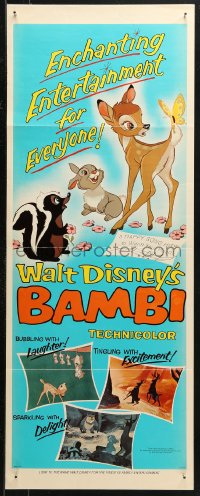 4f0622 BAMBI insert R1966 Walt Disney cartoon classic, great art with Thumper & Flower!