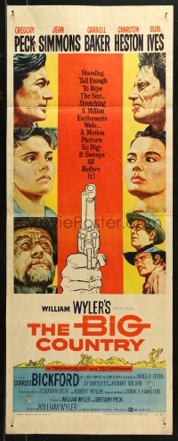 4f0626 BIG COUNTRY insert 1958 Gregory Peck, Charlton Heston, William Wyler classic!